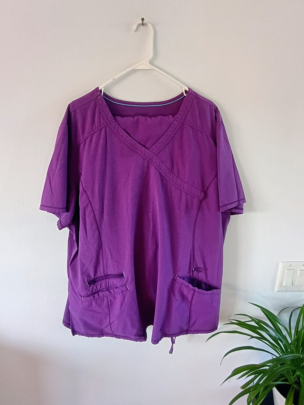Purple Scrub Set 2XL Plus Size V Neck Top Cargo Pants Nurse Medical Workwear